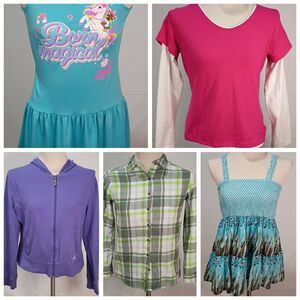 Lot Of 5 Girls Tops And Dresses Large Everlast, SO, Nickelodeon Etc.